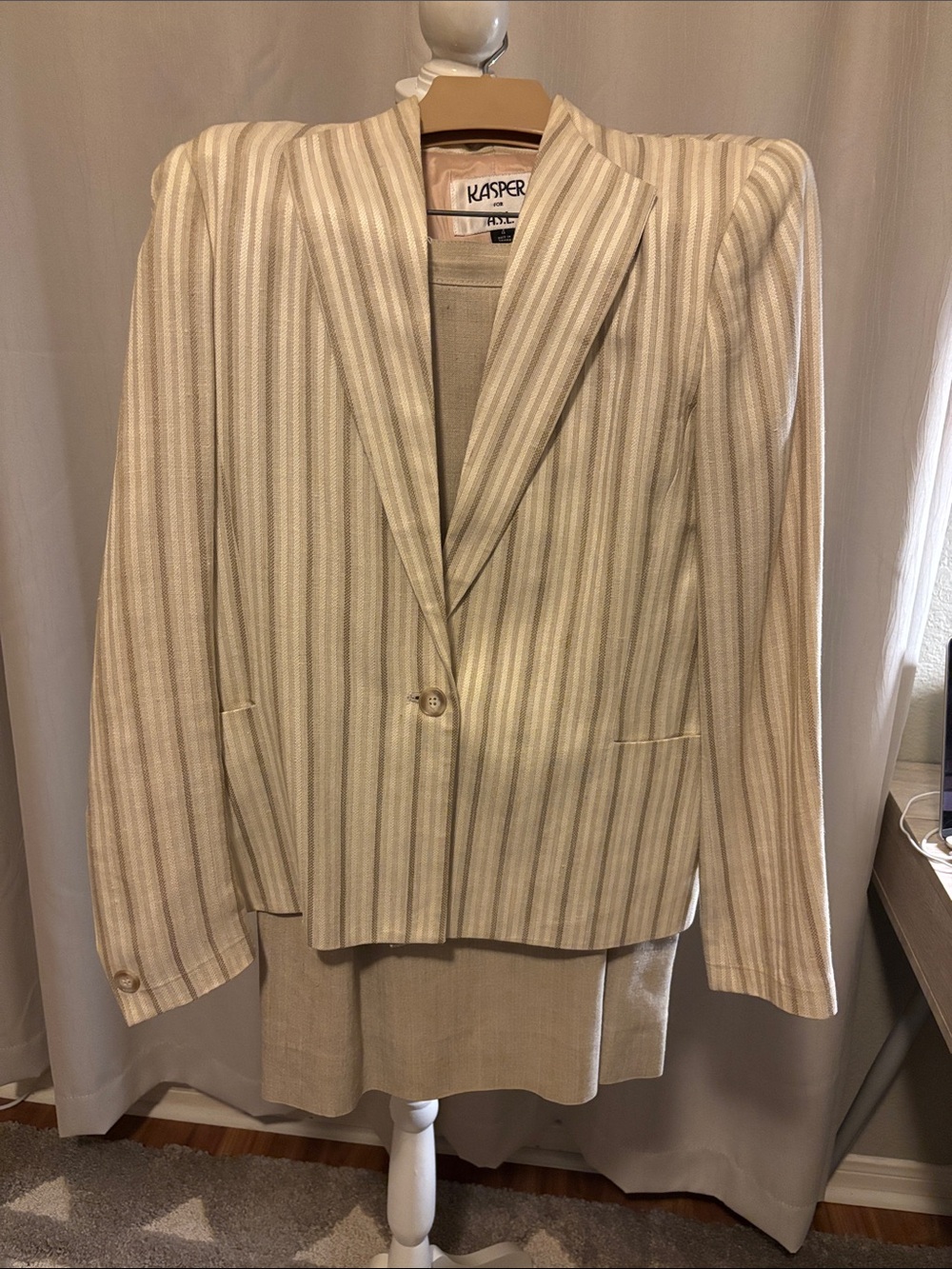 Kasper Neutral Striped Suit